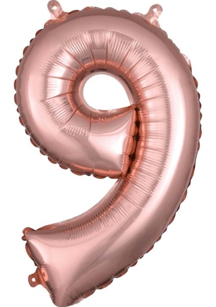 34 inç 9 Rose Gold Renk Rakam Folyo Balon