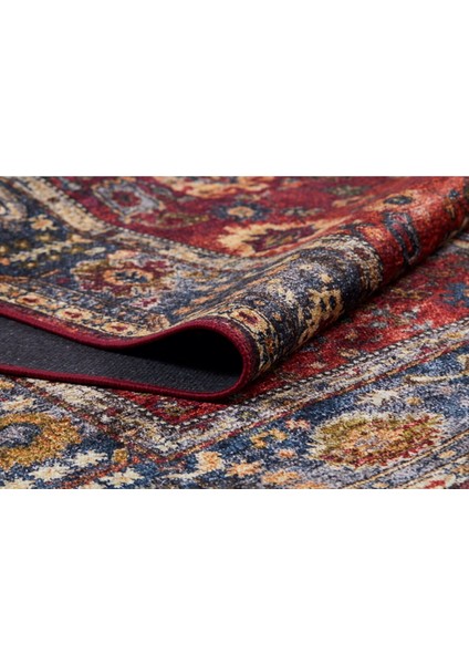 Klasik Kırmızı Dijital Baskılı Makinede Yıkanabilir Kaymaz Taban Saçaklı Halı Hk047 modelleri