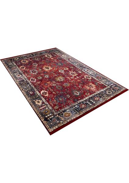 Klasik Kırmızı Dijital Baskılı Makinede Yıkanabilir Kaymaz Taban Saçaklı Halı Hk047