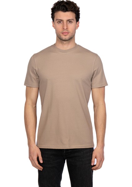 Erkek Bisiklet Yakalı Basic Vizon Tişört 8402