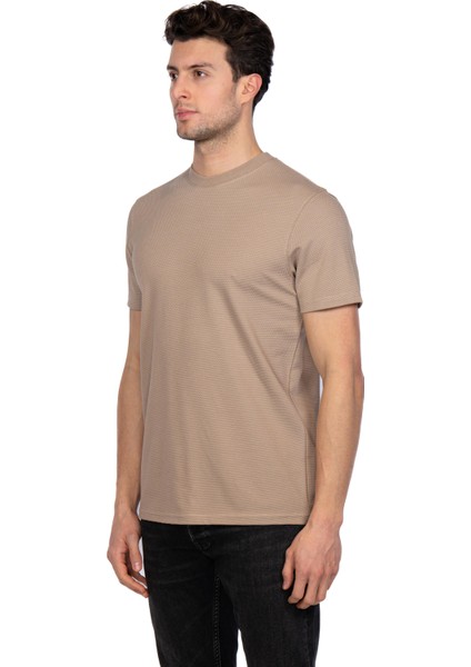 Erkek Bisiklet Yakalı Basic Vizon Tişört 8402