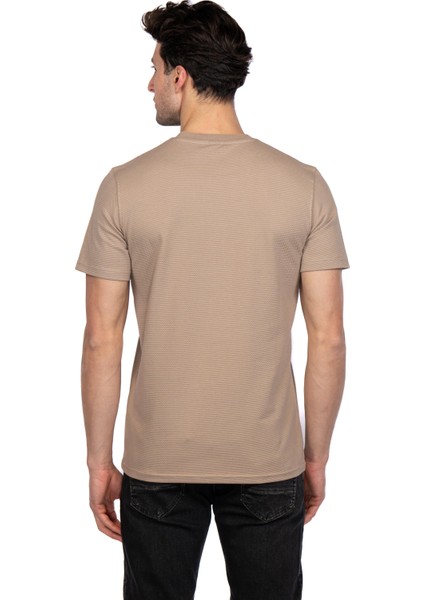 Erkek Bisiklet Yakalı Basic Vizon Tişört 8402