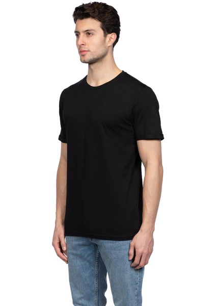 Hscstore Erkek Bisiklet Yakalı Basic Siyah Tişört - 8409 fiyatları