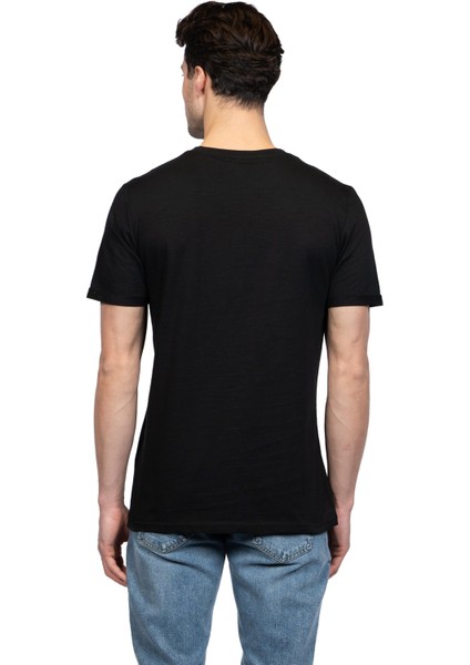 Hscstore Erkek Bisiklet Yakalı Basic Siyah Tişört - 8409 modelleri