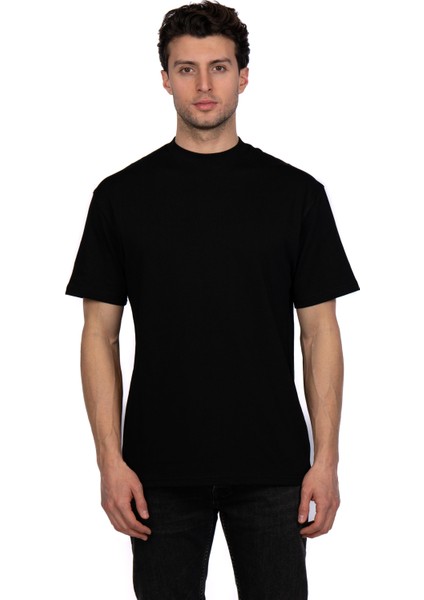 Hscstore Erkek Bisiklet Yakalı Basic Siyah Tişört - 8411