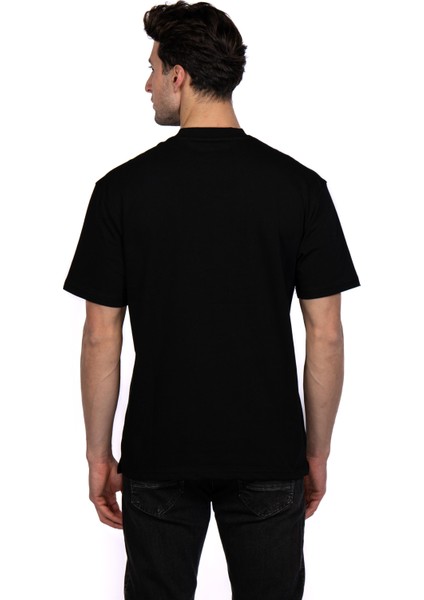 Hscstore Erkek Bisiklet Yakalı Basic Siyah Tişört - 8411 modelleri