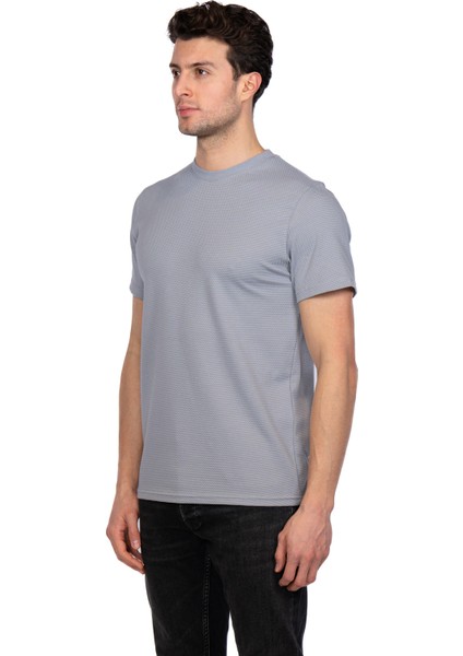 Erkek Bisiklet Yakalı Basic Açık Gri Tişört 8402