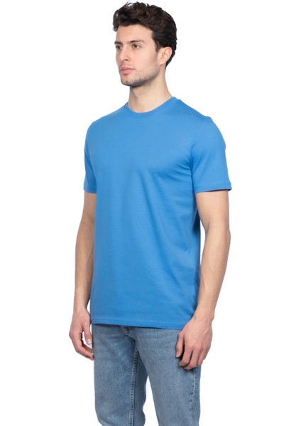 Erkek Bisiklet Yakalı Basic Mavi Tişört 8400 fiyatları