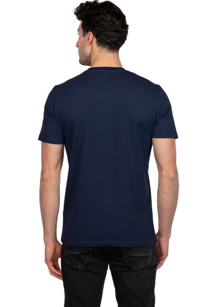 Erkek Bisiklet Yakalı Basic Indigo Tişört 8402