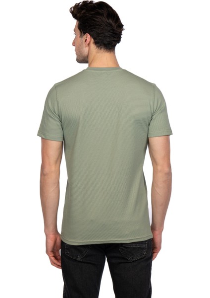 Erkek Bisiklet Yakalı Basic Elma Yeşili Tişört 8402 modelleri