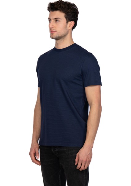 Erkek Bisiklet Yakalı Basic Indigo Tişört 8402