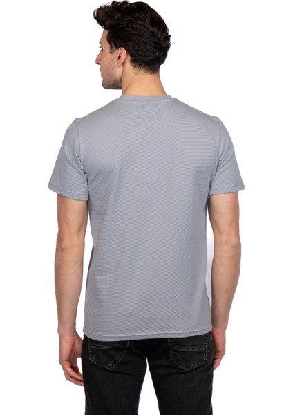 Erkek Bisiklet Yakalı Basic Açık Gri Tişört 8402 modelleri