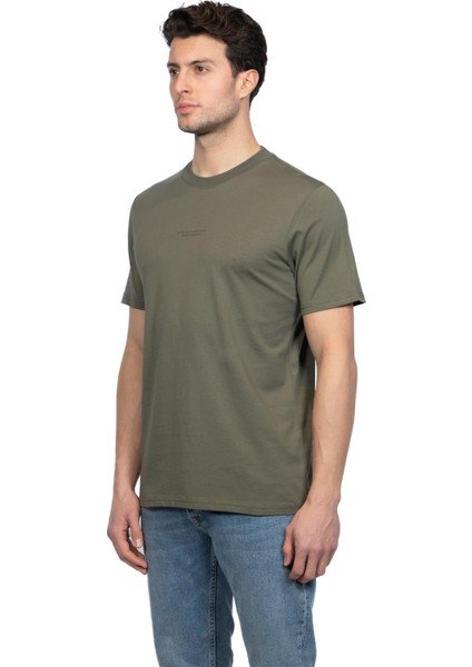 Erkek Bisiklet Yakalı Basic Haki Tişört 8456
