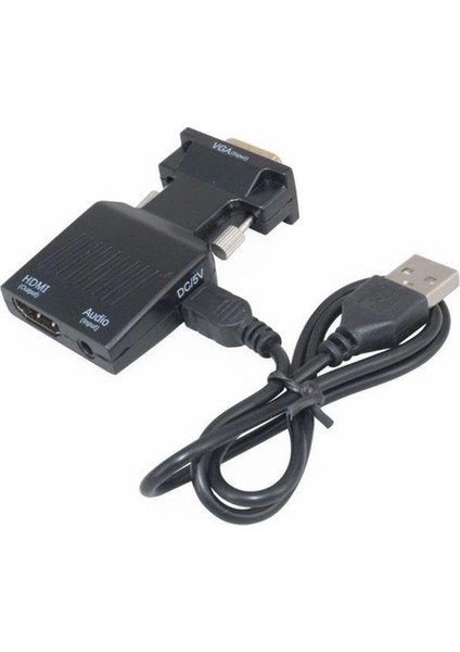 VGA To HDMI Çevirici Dönüştürücü Laptop Tv Monitör Adaptör Kablosu + HDMI Kablo 1.5 Metre fiyatları