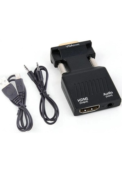 VGA To HDMI Çevirici Dönüştürücü Laptop Tv Monitör Adaptör Kablosu + HDMI Kablo 1.5 Metre fırsatları