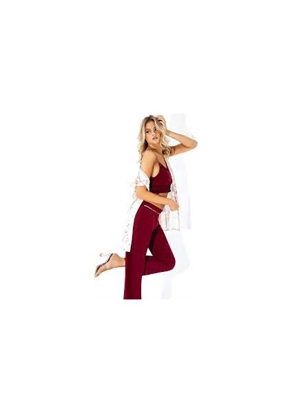 Kadın Bordo 3'lü Pijama Takımı