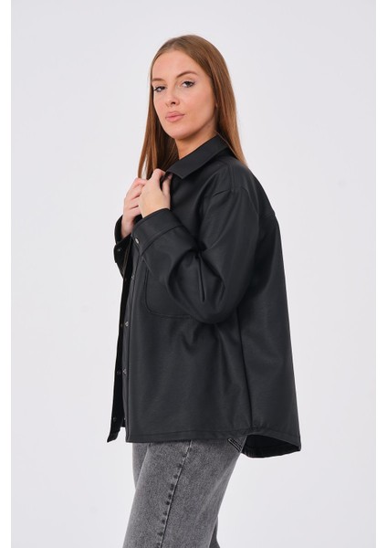 Hscstore Kadın Çıtçıt Kapamalı Siyah Ceket - Lız fırsatları