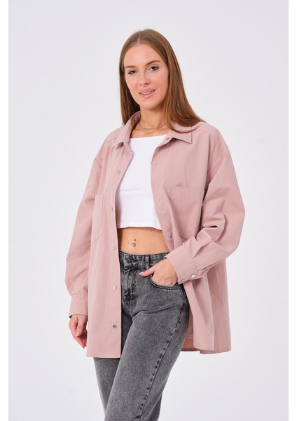 Hscstore Kadın Cep Detaylı Çıtçıt Kapamalı Pudra Gömlek - Ayzer fiyatları
