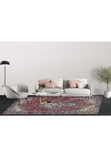 Klasik Kırmızı Dijital Baskılı Makinede Yıkanabilir Kaymaz Taban Saçaklı Halı Hk002 fırsatları