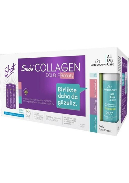 Suda Collagen Double Beauty Shot 40 MLX30 Gün + Suda Beauty Yüz Kremi 50 ml Armağan