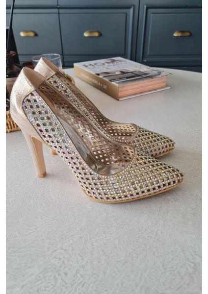 135 5399 Topukla Kadın Taşlı Ince Topuklu Stiletto Abiye Ayakkabı fırsatları