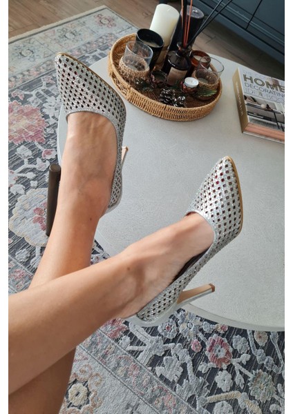 135 5399 Topukla Kadın Taşlı Ince Topuklu Stiletto Abiye Ayakkabı