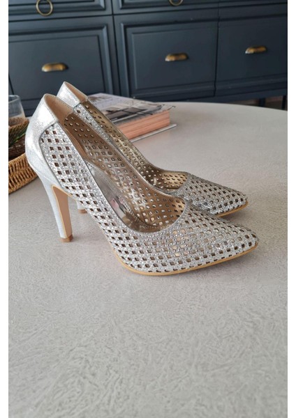 135 5399 Topukla Kadın Taşlı Ince Topuklu Stiletto Abiye Ayakkabı