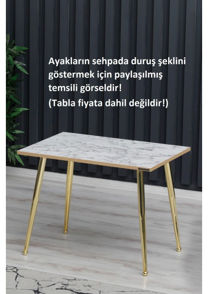1 ADET-45CM Metal Konik Ayak-Sehpa Ayağı-Gold Renk Kaplama