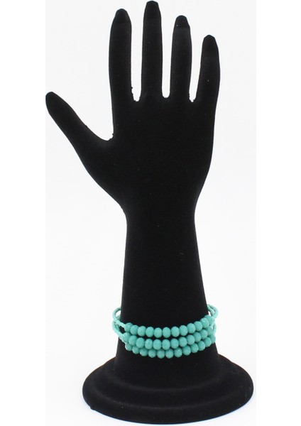 044 250 3'lü Siyah Kristal Taşlı Kadın Yeşil Tek Ebat Bileklik