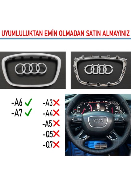 Audi A6 Direksiyon Airbag Çerçeve Logo Nikelaj Krom Trim