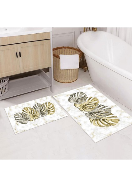 Dijital Baskılı Kaymaz Taban 2li Banyo Paspas Seti 40 x 60 - 60 x 100 Vvc