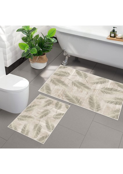 Dijital Baskılı Kaymaz Taban 2li Banyo Paspas Seti 40 x 60 - 60 x 100 Vvc