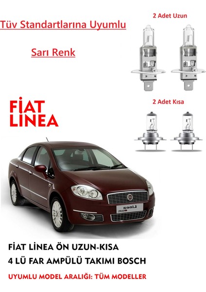 Fiat Linea Ön Uyumlu Uzun-Kısa Takım Sarı Renk Far Ampülü Takımı