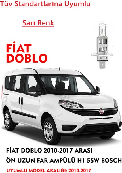 Fiat Doblo 2000-2017 Uyumlu Arası Ön Uzun Far Ampülü Sarı 55W