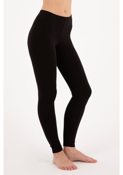 Kadın Siyah Likralı Pamuklu Modal Dar Paça Slim Fit Uzun Tayt fırsatları