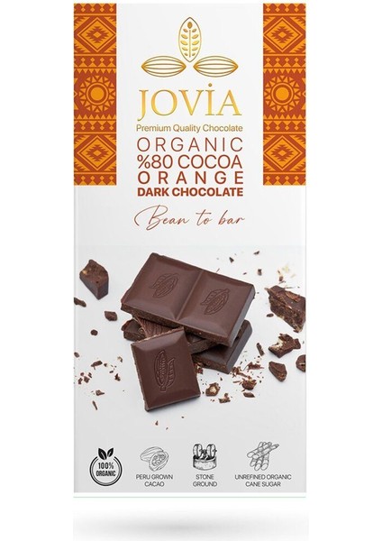 Organik %80 Cocoa Orange Dark Çikolata 85 G