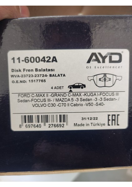 Ön Fren Balata Takım Volvo C30 2003- 1223682