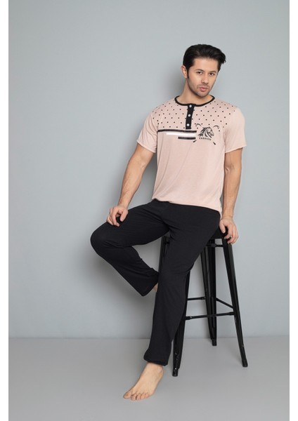 Dreamy Pamuklu Kısa Kollu Düğmeli Yaka Erkek Pijama Takımı