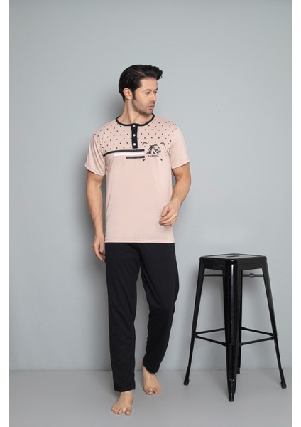 Dreamy Pamuklu Kısa Kollu Düğmeli Yaka Erkek Pijama Takımı fiyatları