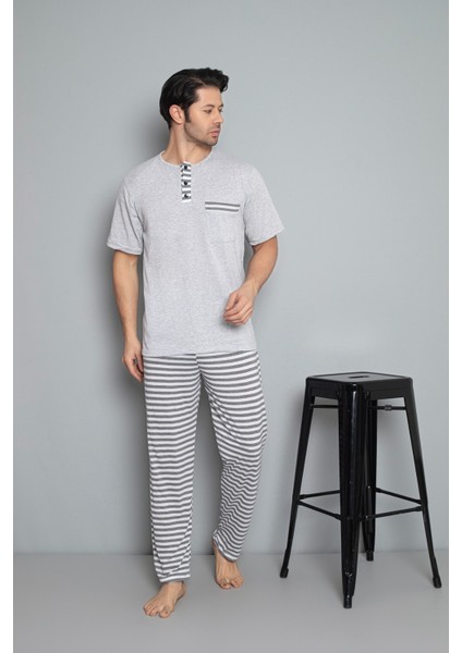 Dreamy Pamuklu Kısa Kollu Düğmeli Yaka Erkek Pijama Takımı fiyatları