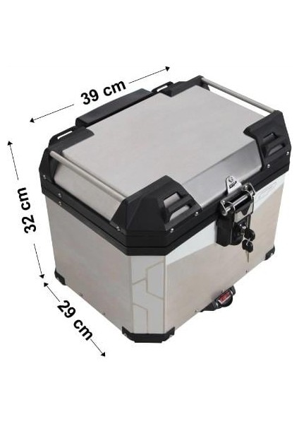 Alüminyum Motosiklet Arka Çanta 37 Lt Gri