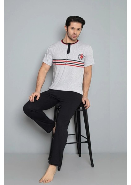 Dreamy Pamuklu Kısa Kollu Düğmeli Yaka Erkek Pijama Takımı