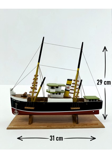 Ayhan Kotra, Bandırma Gemisi - Özel El Tasarım Yapımı Ahşap Maket Gemi Modeli - Ev, Ofis Hediyesi ve Aksesuarı