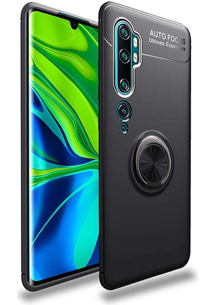 Xiaomi Mi Note 10 Kılıf Ravel Yüzüklü Standlı Silikon Kapak