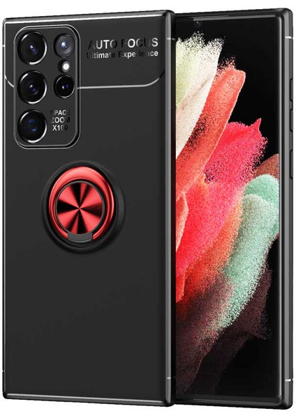 Samsung Galaxy S22 Ultra Kılıf Ravel Yüzüklü Standlı Silikon Kapak