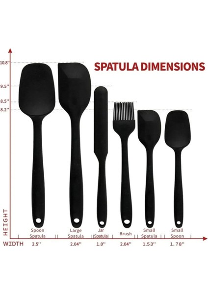 6lı Takım Yanmaz Yapışmaz Mutfak Pasta Silikon Yumurta Fırçası Kaşık Bıçak Spatula Seti