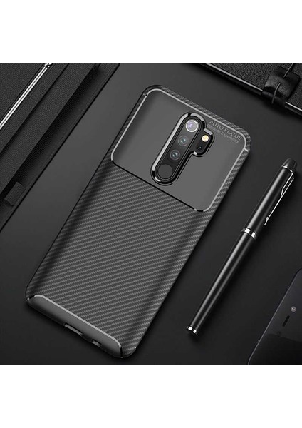 Xiaomi Redmi 8 Pro Kılıf Karbon Görünümlü Silikon Zipax-Zr-Negro