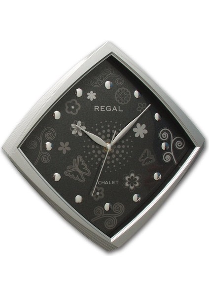 0434 SB Basamaklı Köşeli Çiçekli Kadran Duvar Saatı