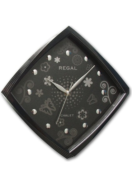 0434 BB Basamaklı Köşeli Çiçekli Kadran Duvar Saatı