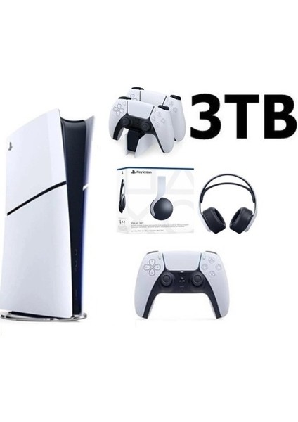 Playstation 5 Slim Dijital Edition 3tb+Şarj Istasyonu+3d Plus Kulaklık